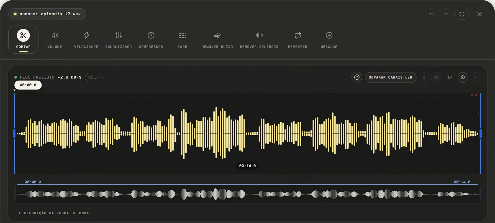 Editor interface: Upload the Audio