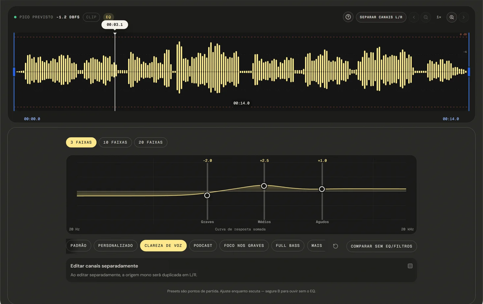 Editor interface: Apply Adjustments