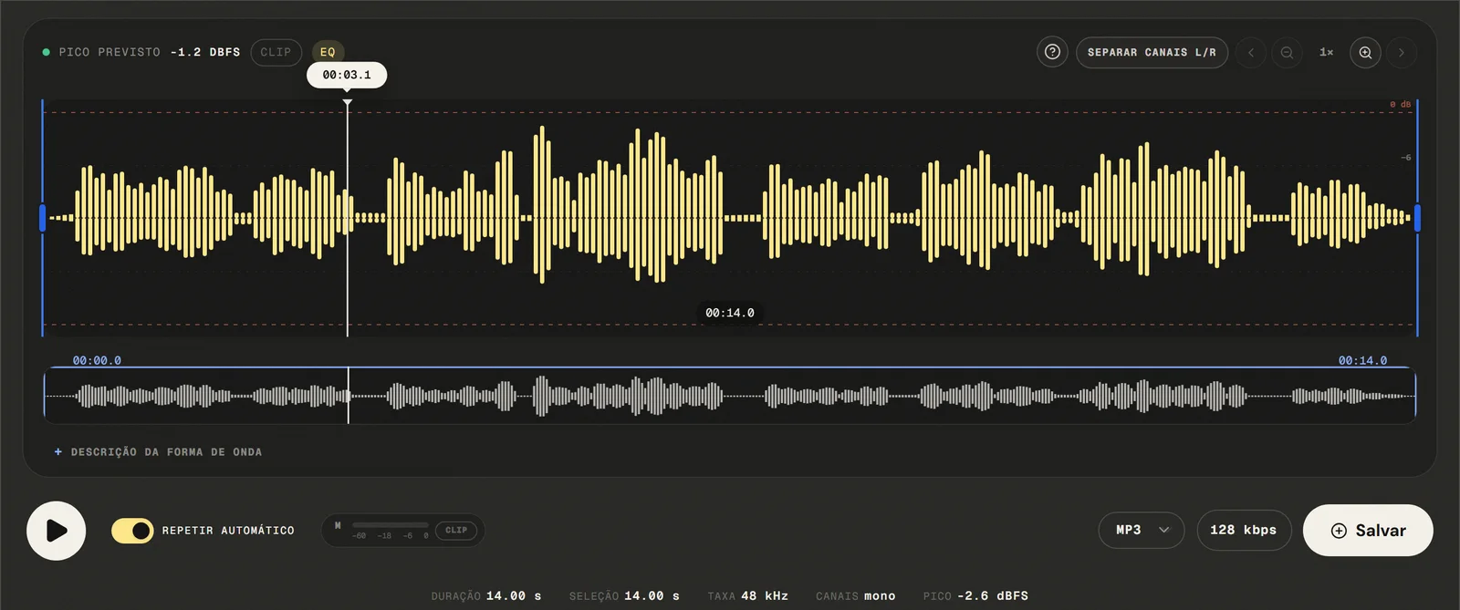 Editor interface: Export and Download